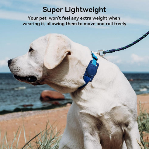 Airtag Dog Collar Holder 2 Pack, Waterproof Cat Collar Holder for Apple AirTag, Silicone Case for Cat Dog Collars (Navy)