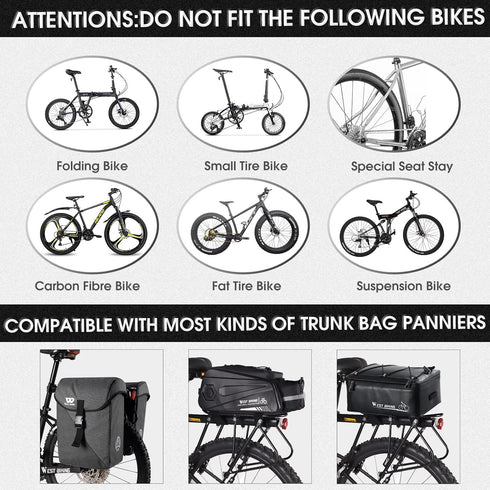 HONGYEA Bike Cargo Rack, 220 Lbs Load, Adjustable Aluminum Alloy Waterproof Rear Rack for MTB, Ebikes, Road Bike