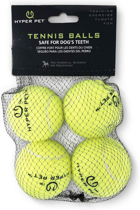 Tennis Balls for Dogs, Hyper Pet, 4 Pack, 2.5" Green, Safe Dog Ball for Exercise & Training