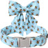 Maca Bates Blue Bee Dog Collar | Adjustable Bowtie for Small Medium Large XL Dogs with Golden Metal Buckle