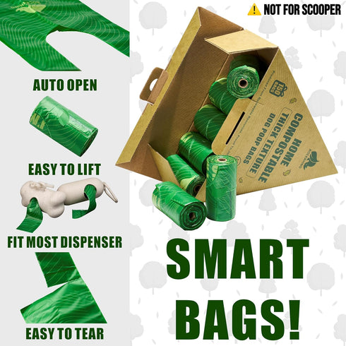 4-Layer 100% 0% 150 Ultra Thick & Deep RockRhino Dog Poop Bags for Large & XL Breeds | Interlocked Bottom | Home