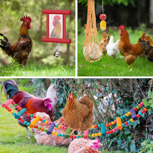 14PCS Chicken Toys for Coop Accessories - Longer Chain Chicken Swing, Chicken Toy for Hens in Coop, Chicken Perch