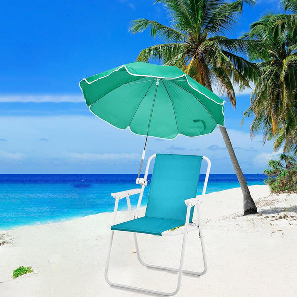 BIVVI High Back Beach Chair with Umbrella for Adults, Lightweight Camping Chair with
