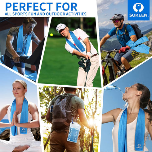 Sukeen 4 Pack Cooling Towel (40"x12") - Soft Breathable Chilly Microfiber Towel for Yoga, Sport, Running, Gym, and More