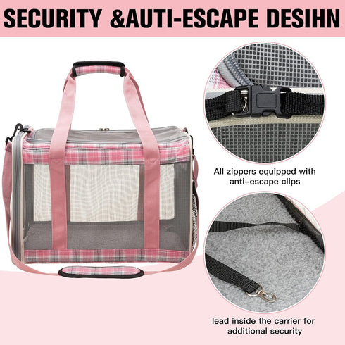 EXPAWLORER Cat Carrier Large, Soft-Sided Top Load Travel Carrier for Medium Cats Under 25, Airline Approved