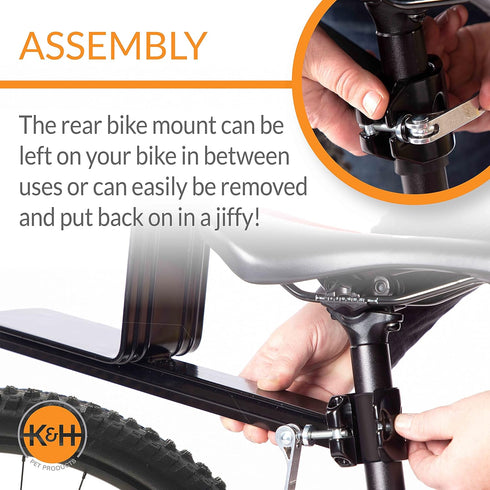 K&H Pet Products Universal Rear Bike Mount for Travel, Black, Fits Cat and Dog Bicycle Basket & Backpack