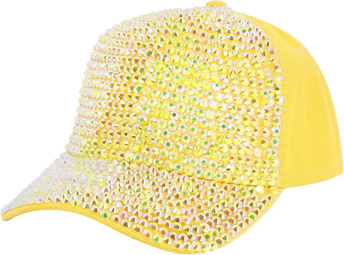 Surkat Studded Rhinestone Baseball Cap, Adjustable Hat with Sparkle Bling Denim