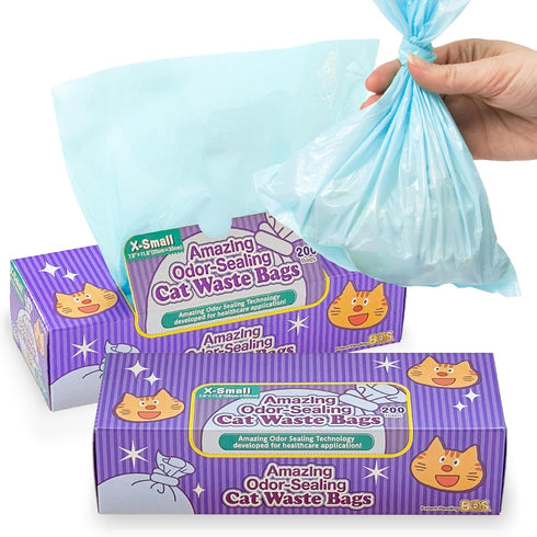 BOS Amazing Odor Sealing Cat Waste Bags - Durable and Unscented [Size: