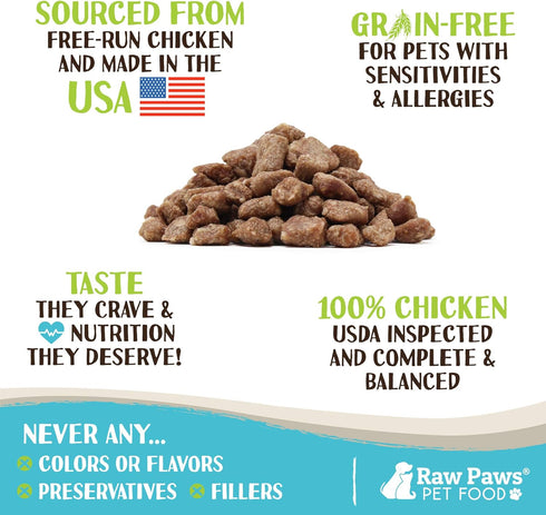 Raw Paws Freeze Dried Dog Food & Cat Food, 16-oz - Chicken Recipe, Made in USA, Freeze-Dried Raw Food