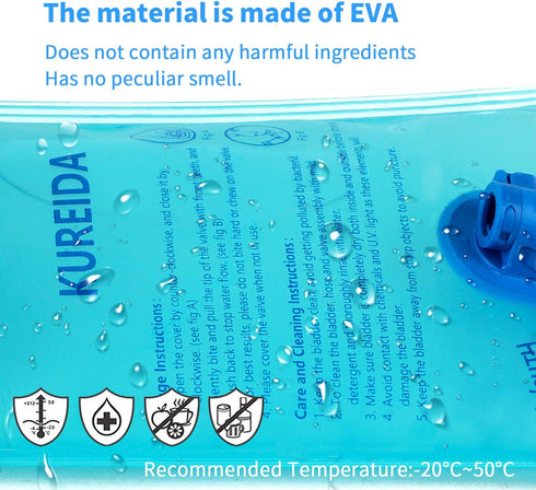 Hydration Bladder 2 Liter Leak Proof Water Reservoir, BPA Free for Biking, Hiking, Camping