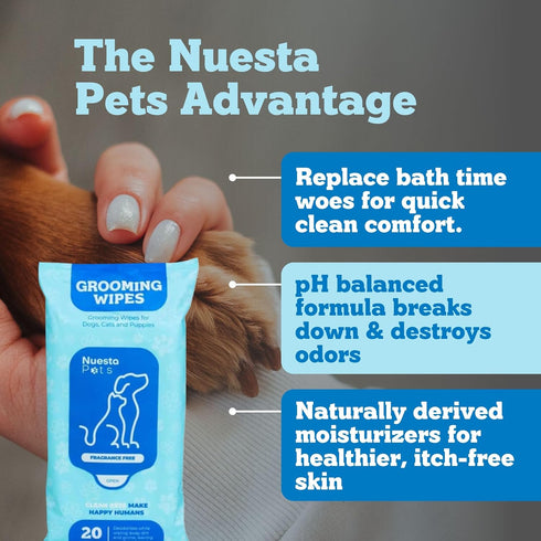 Pets XL Hypoallergenic Pet Wipes, Deodorizing No Bath Cleaning for Dogs & Puppy Grooming, Aloe & Chamomile