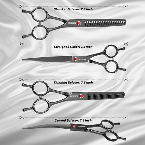 6 1 Set (Set, TOPGOOSE Dog Grooming Scissors Kit, Professional in Pet Scissors Sharp Shears - Straight, Thinning