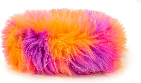 goDog Furballz Ring Squeaky Plush Dog Toy, Large, with Chew Guard Technology in Warm Rainbow