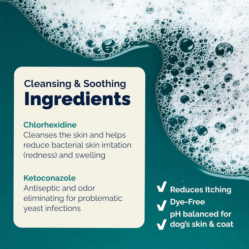 16oz) Vetnique Dermabliss Advanced Vet Strength Chlorhexidine for Dogs - Antibacterial Medicated Dog Shampoo - for Skin