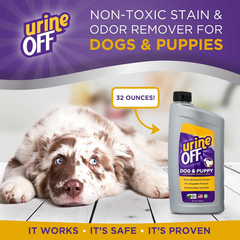 32 oz. urineOFF Puppy & Dog Pet Stain Remover | Freshly Scented Carpet Cleaner | Bio Enzymatic Stain & Urine Odor
