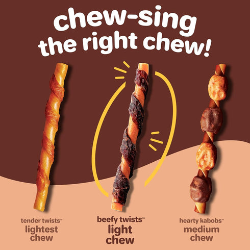 100% 14 Count Hartz Oinkies Beefy Twists with Real Beef Flavorful Beefhide-Free Natural Dog Treats