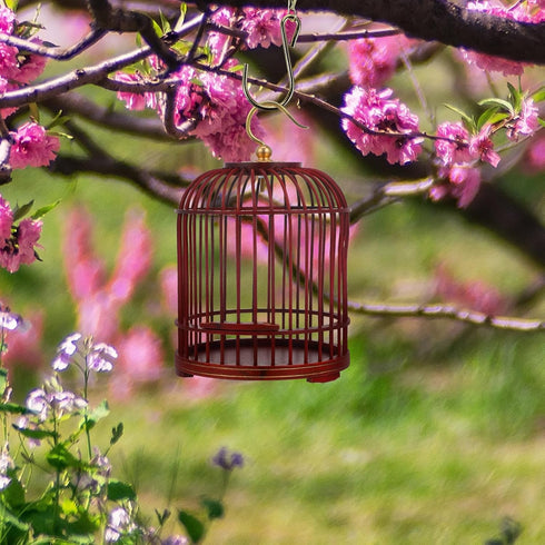 PRETYZOOM Vintage Pet Cage, Garden Insert Shelter, Hanging Cage for Hamster Habitat, Wooden Metal Container