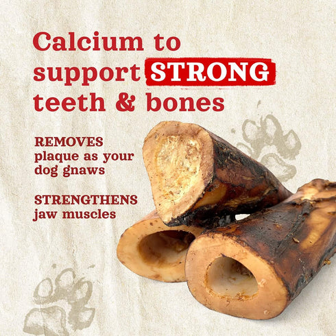 Natural Farm Dog Bones for Large Dogs, 5-6 Inch, 2-Pack, 100% Beef Bone Marrow, Grain-Free, Long-Lasting Chews