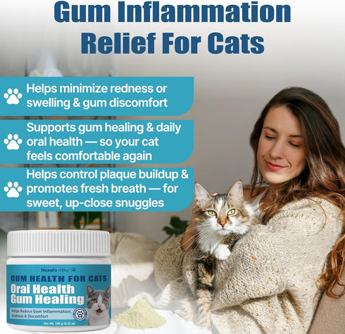 Nexalo rithu Inflammation, 4.23 oz (120 Cat Dental Care Cat Gingivitis Treatment, Helps Reduce Gum Redness & Oral