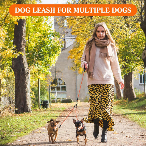Five Dog Leash - 5 Way Leash for Dogs, 360° Swivel No Tangle Walking Leash for 5 Dogs, Comfortable with Reflective