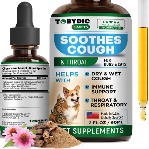 Natural Dog Cough Medicine - Antibiotic for Cats Respiratory Infection, Sneezing Relief & Kennel Cough Treatment