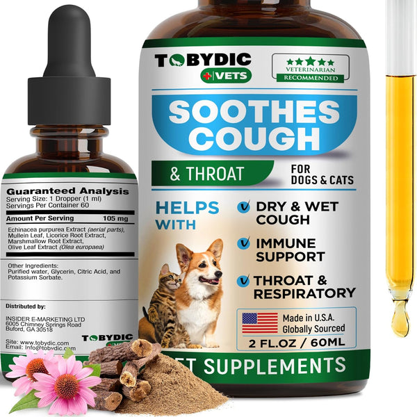 Natural Dog Cough Medicine - Antibiotic for Cats Respiratory Infection, Sneezing Relief & Kennel Cough Treatment