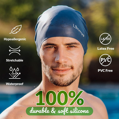 Limmys Unisex Swimming Cap for Men and Women, 100% Silicone Ladies Swim Caps, Premium Quality