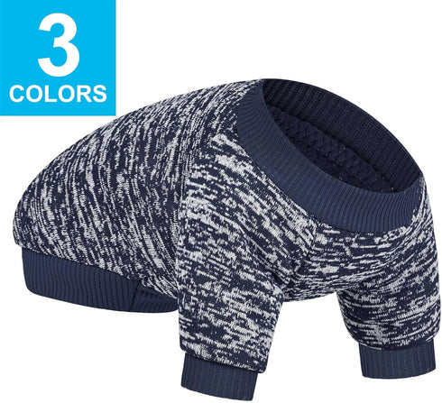 3 Pack Dog Sweater - Warm Soft Pet Clothes for Small Dogs, Medium Large Cats, Winter Christmas (Grey+Navy+Blue, X-Small)