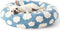 Lesure Donut Small Dog Bed - Round Calming Cat Beds with Jacquard Shaggy Plush & Anti-Slip Bottom, Blue, 30 Inch