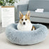Anti Anxiety Round Fluffy Plush Faux Fur Dog Bed, Washable Bed for Small Medium Large Pets, Relieves Joints, 24", Light