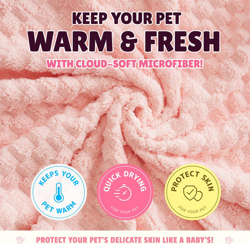 Microfiber Dog and Cat Towel Set, Quick-Dry Bath and Grooming Towels for Pets, Includes 2 Different Sized Towels