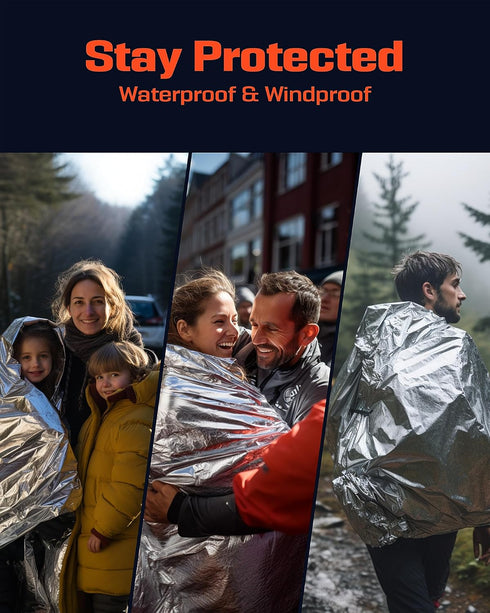 PREPARED4X Mylar Blankets 8 Pack, Waterproof Emergency Blankets for Outdoor Survival