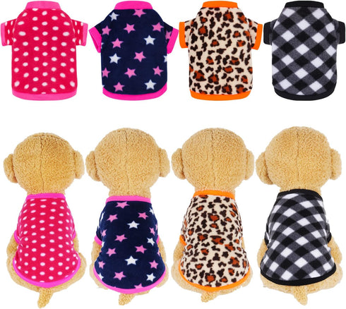 4 Pieces Dog Fleece Sweaters - Warm Doggie Sweatshirts for Small Puppies & Cats, Winter Outfits (Large)