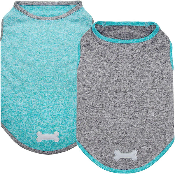 KYEESE 2 Pack Dog Shirts, Sun Protection Quick Dry Soft Stretchy T-Shirts with Reflective Label for Small Medium Dogs,