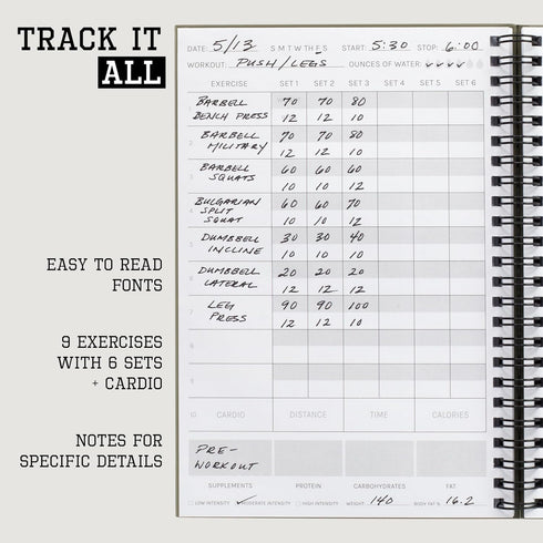 The Ultimate Fitness Journal - Detailed Workout Planner & Log Book for Men and Women, Great Gym Accessories with Tracker