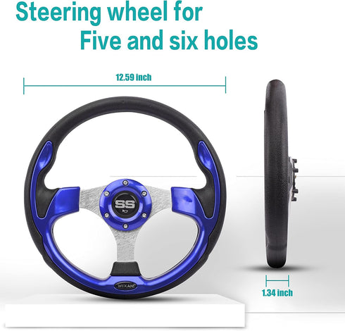 Golf Cart Steering Wheel for EZGO, YAMAHA and Club Car Precedent, Most Golf Carts Blue