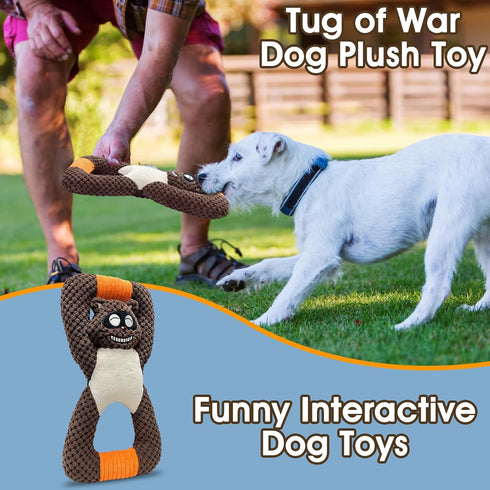 Tug of War Dog Toys, Puppy Toys, Squeaky Dog Toy, Puppy Teething Chew Toys, Plush Indestructible Durable Tough Dog Toys for Small Dogs, Interactive Dog Toys for Small Medium Large Dog Breeds (Raccoon)