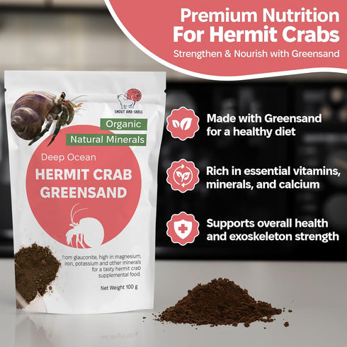 Snout and Shell Hermit Crab Food Bundle Fruity Breakfast Blend, Crabby Bug Blend & Greensand Organic, High Protein