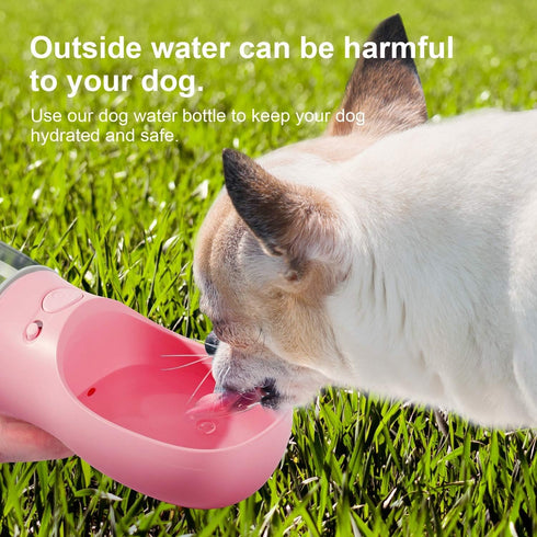 Dog Water Bottle - Leak Proof Portable Pet Water Dispenser for Dogs, Puppy Feeder for Travel (Pink 12oz)