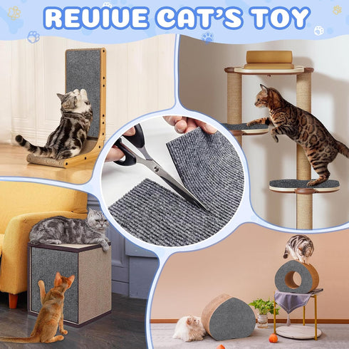 Cat Carpet Protector 47.2"x15.8", Stick on Floor and Wall Cat Scratch Pad Rug for Indoor Litter Mat