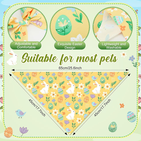 Shyyween 100 25.6 17.7 17.7 Inch Pcs Easter Dog Bandanas Bulk for Dogs with Bunny Rabbit Egg Carrot Pattern Soft Bibs