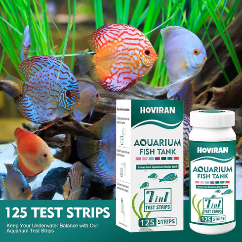 7 in 1 Aquarium Test Strips, 125 Count for Freshwater, Saltwater, Pond Water Testing Kit