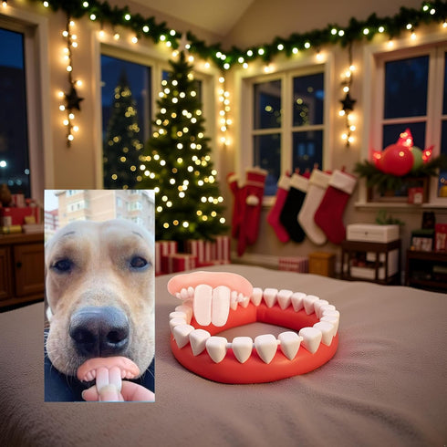 Tustao Funny White Fake Teeth for DogsDog Teeth Braces for Halloween Christmas Costume Suitable Chew Toy Pet Supplies