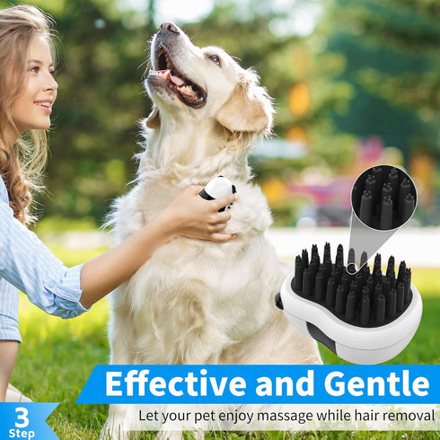 3PCS Dog Bath Brush, Shampoo Brush with Adjustable Ring Handle for Short and Long Haired Dogs and Cats (Blue)