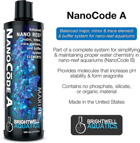 Brightwell Aquatics NanoCode A, Major, Minor and Trace Elements for Nano Reef Aquariums