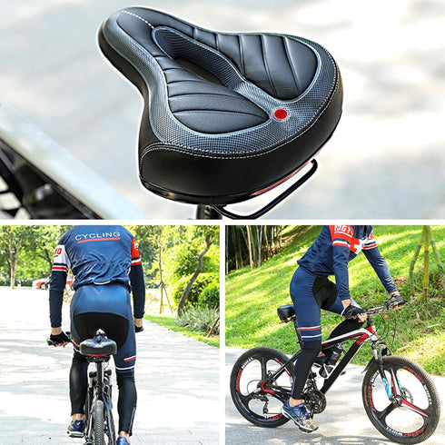 Waterproof Comfort Bike Saddle Seat with Dual Shock Absorbing Ball, Thickened Memory Foam for Indoor Cycling
