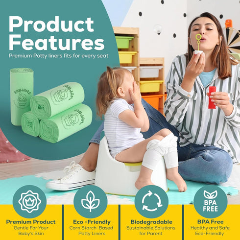 60 Count 2-in-1 17 11 inches Potty Liners for Toddlers & Pets Compatible with OXO Tot Go Potty- x Leak-Proof Disposable