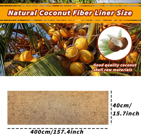 Hamiledyi Reptile Carpet Coconut Fiber Substrate, Coco Liner Roll 157x15.7in for Lizard Cage Mat and Garden Decoration