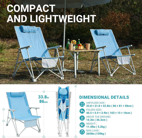 Sport,265 LBS #WEJOY Oversized Heavy Duty Beach Chair,Folding High Back Portable Camping Lawn Chairs for Adults