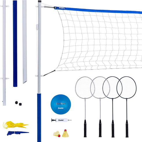 Sets Set Franklin Sports Volleyball + Badminton - Beach + Backyard Game - Volleyball, Pump, Badminton Rackets, Birdies